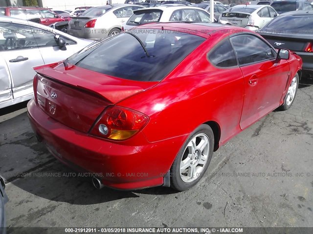 KMHHM65D24U139255 - 2004 HYUNDAI TIBURON RED photo 4