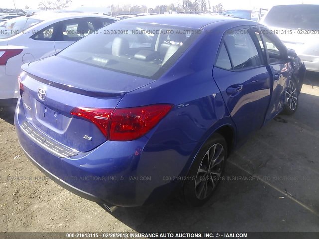 5YFBURHE8HP696240 - 2017 TOYOTA COROLLA L/LE/XLE/SE/XSE BLUE photo 4