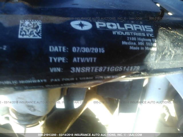 3NSRTE871GG514179 - 2016 POLARIS RANGER XP 900 EPS BLACK photo 10