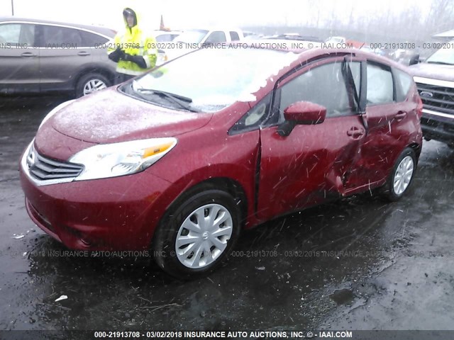 3N1CE2CP7FL398406 - 2015 NISSAN VERSA NOTE S/S PLUS/SV/SL/SR RED photo 2