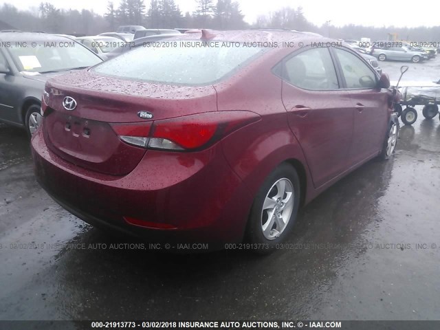 5NPDH4AE4EH466651 - 2014 HYUNDAI ELANTRA SE/SPORT/LIMITED RED photo 4