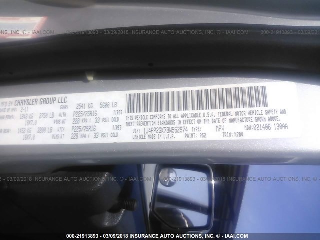 1J4PP2GK7BW552974 - 2011 JEEP LIBERTY SPORT Gümüş foto 9