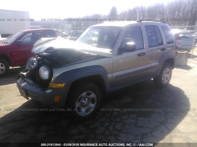 1J4GL48K66W163481 - 2006 JEEP LIBERTY SPORT TAN photo 2