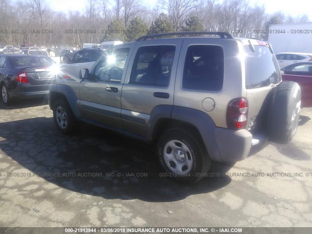 1J4GL48K66W163481 - 2006 JEEP LIBERTY SPORT TAN photo 3