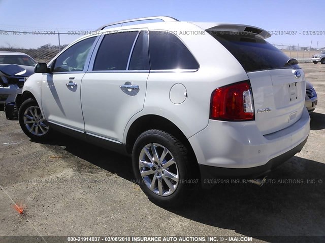 2FMDK3JC8BBA96480 - 2011 FORD EDGE SEL WHITE photo 3