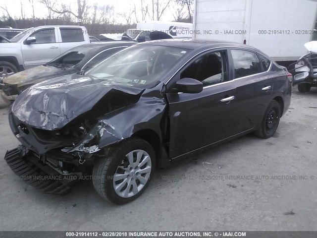 3N1AB7AP6EL645462 - 2014 NISSAN SENTRA S/SV/SR/SL GRAY photo 2