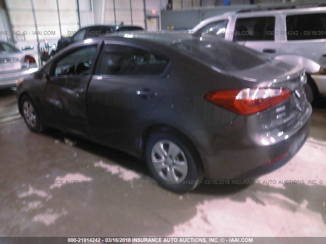 KNAFK4A63E5062580 - 2014 KIA FORTE LX GRAY photo 3