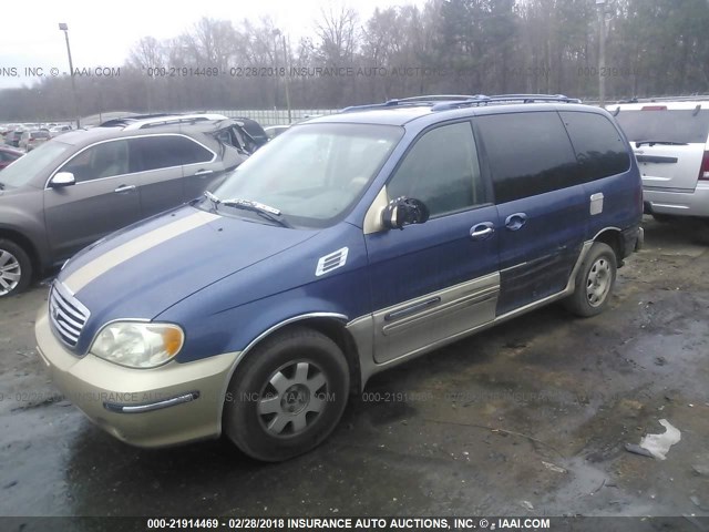 KNDUP131536344772 - 2003 KIA SEDONA EX/LX BLUE photo 2