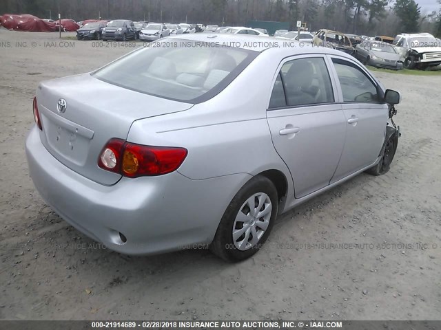 1NXBU40E09Z136873 - 2009 TOYOTA COROLLA S/LE/XLE SILVER photo 4