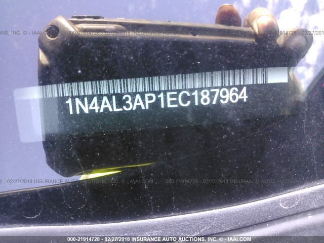 1N4AL3AP1EC187964 - 2014 NISSAN ALTIMA 2.5/S/SV/SL BLACK photo 9