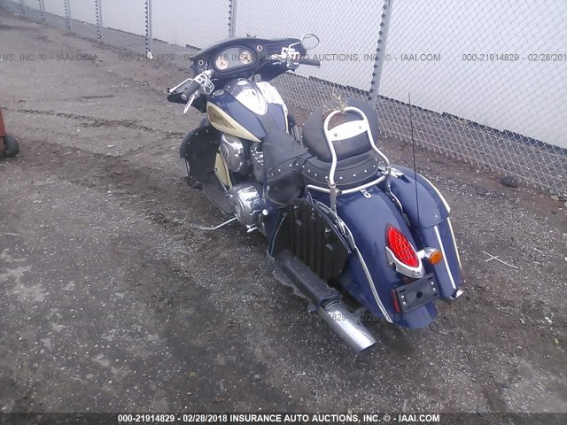 56KTCAAAXF3328982 - 2015 INDIAN MOTORCYCLE CO. CHIEFTAIN BLUE photo 3