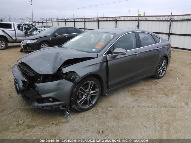 3FA6P0K98ER305728 - 2014 FORD FUSION TITANIUM GRAY photo 2