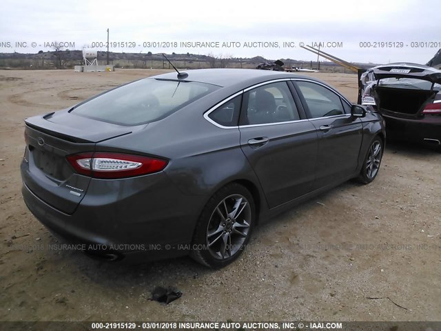 3FA6P0K98ER305728 - 2014 FORD FUSION TITANIUM GRAY photo 4