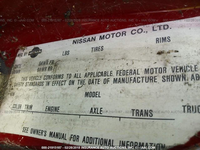 1N6ND16S1GC426195 - 1986 NISSAN D21 KING CAB RED photo 9