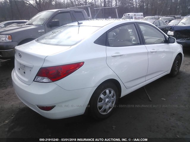 KMHCT4AE7CU126256 - 2012 HYUNDAI ACCENT GLS/GS WHITE photo 4