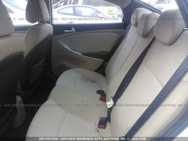 KMHCT4AE7CU126256 - 2012 HYUNDAI ACCENT GLS/GS WHITE photo 8