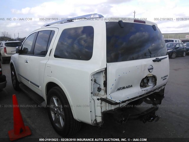 5N1BA0ND8CN615450 - 2012 NISSAN ARMADA SV/SL/PLATINUM WHITE photo 3