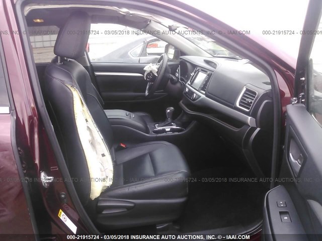 5TDKKRFH2FS052255 - 2015 TOYOTA HIGHLANDER XLE ბურგუნდია ფოტო 5