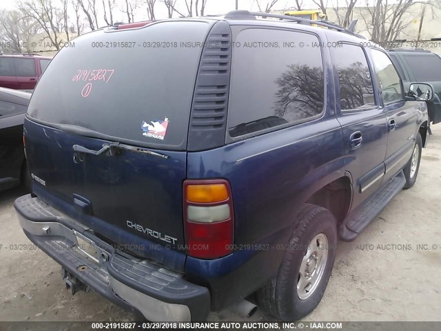 1GNEK13T71R116750 - 2001 CHEVROLET TAHOE K1500 BLUE photo 4