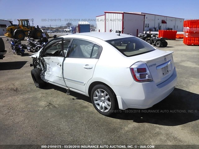 3N1AB6APXCL687818 - 2012 NISSAN SENTRA 2.0/2.0S/SR/2.0SL WHITE photo 3