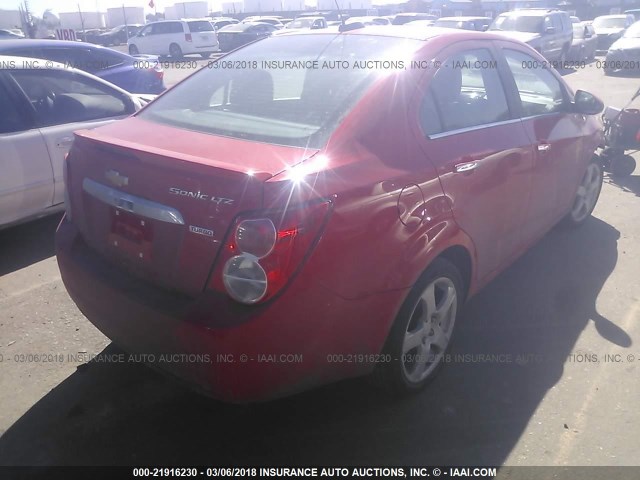 1G1JE5SBXF4145106 - 2015 CHEVROLET SONIC LTZ RED photo 4