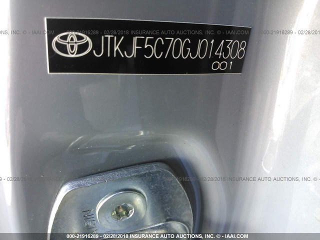 JTKJF5C70GJ014308 - 2016 TOYOTA SCION TC 灰色 照片 9