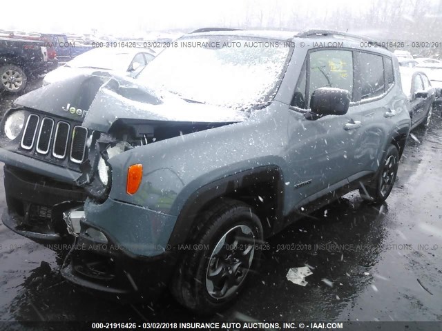 ZACCJBAB4HPF90487 - 2017 JEEP RENEGADE SPORT GRAY photo 2