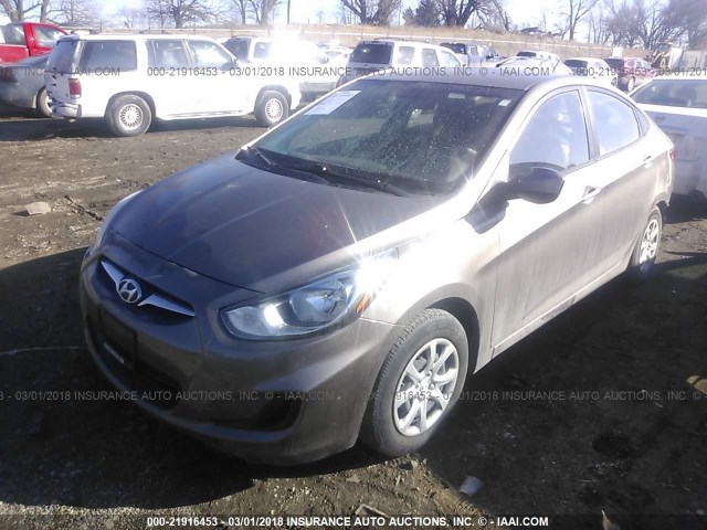 KMHCT4AE9EU683804 - 2014 HYUNDAI ACCENT GLS/GS GRAY photo 2