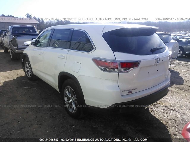 5TDBKRFH5GS341552 - 2016 TOYOTA HIGHLANDER LE/LE PLUS WHITE photo 3