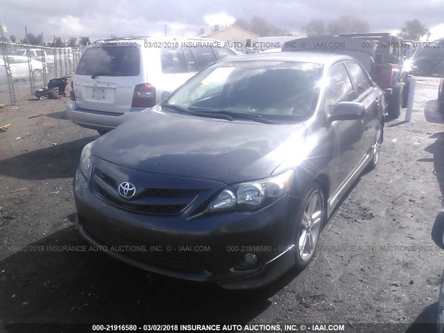 5YFBU4EE2DP156545 - 2013 TOYOTA COROLLA S/LE GRAY photo 2