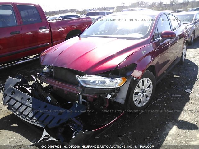 3FA6P0G76ER350111 - 2014 FORD FUSION S RED photo 2