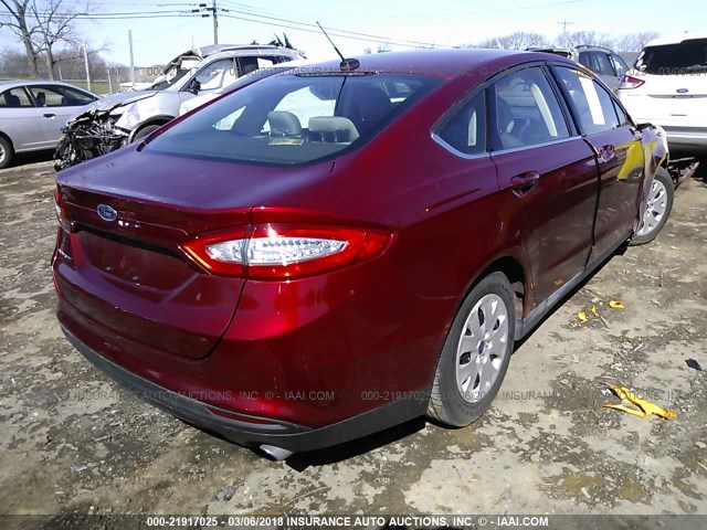 3FA6P0G76ER350111 - 2014 FORD FUSION S RED photo 4