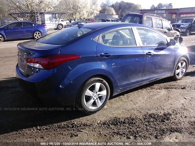 KMHDH4AE0DU758362 - 2013 HYUNDAI ELANTRA GLS/LIMITED BLUE photo 4