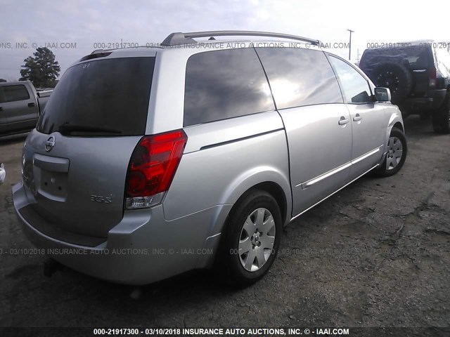 5N1BV28U44N361233 - 2004 NISSAN QUEST S/SE/SL SILVER photo 4