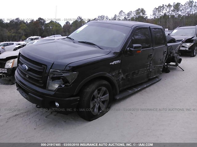 1FTFW1EF0DKD52923 - 2013 FORD F150 SUPERCREW BLACK photo 2