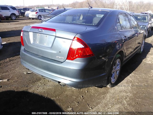 3FAHP0HG3CR322237 - 2012 FORD FUSION SE BLUE photo 4