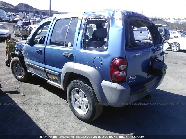 1J4GL48KX5W603023 - 2005 JEEP LIBERTY SPORT BLUE photo 3