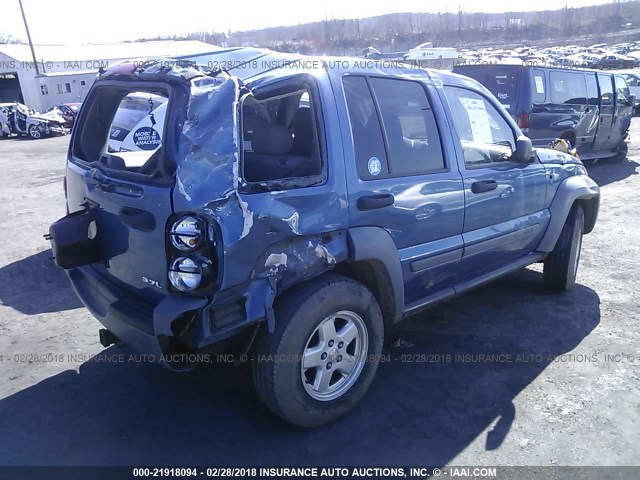 1J4GL48KX5W603023 - 2005 JEEP LIBERTY SPORT BLUE photo 4