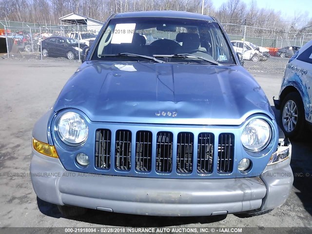 1J4GL48KX5W603023 - 2005 JEEP LIBERTY SPORT Mavi foto 6