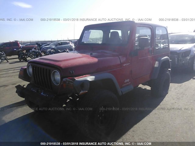 1J4FA49S96P711998 - 2006 JEEP WRANGLER / TJ SPORT RED photo 2