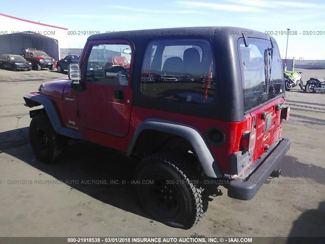 1J4FA49S96P711998 - 2006 JEEP WRANGLER / TJ SPORT RED photo 3