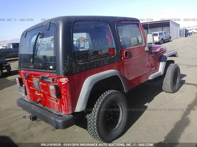 1J4FA49S96P711998 - 2006 JEEP WRANGLER / TJ SPORT RED photo 4