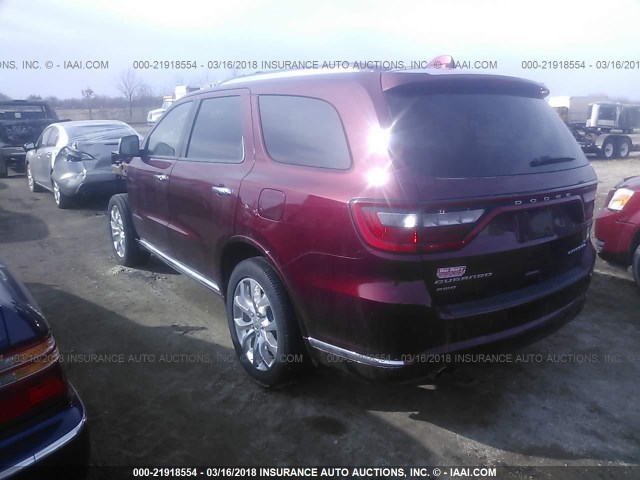 1C4RDJEG9GC403488 - 2016 DODGE DURANGO CITADEL MAROON photo 3