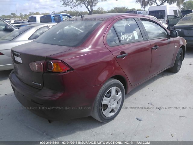 JA3AU16U89U000700 - 2009 MITSUBISHI LANCER DE MAROON photo 4