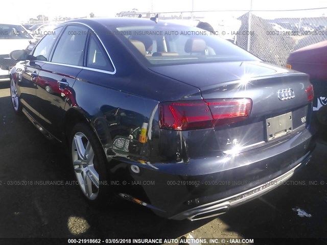 WAUGFAFC6GN157675 - 2016 AUDI A6 PREMIUM PLUS BLUE photo 3