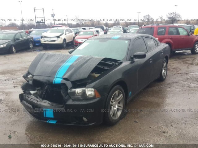 2C3CDXHG2DH693946 - 2013 DODGE CHARGER SXT BLACK photo 2