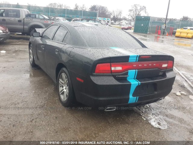 2C3CDXHG2DH693946 - 2013 DODGE CHARGER SXT BLACK photo 3