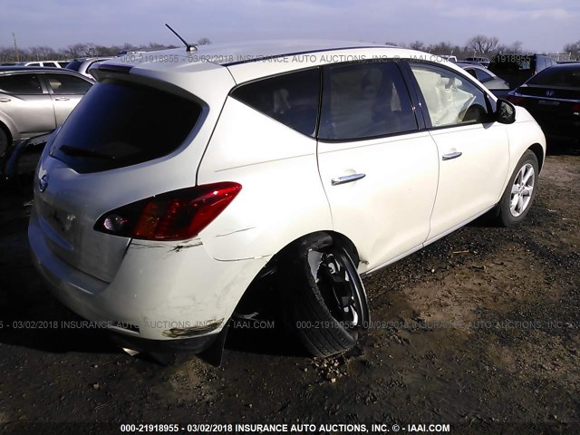 JN8AZ1MU2AW003207 - 2010 NISSAN MURANO S/SL/LE WHITE photo 4