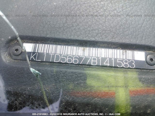 KL1TD56677B141583 - 2007 CHEVROLET AVEO LS BLUE photo 9