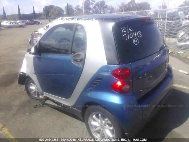 WMEEJ31X78K187562 - 2008 SMART FORTWO PURE/PASSION SILVER photo 3